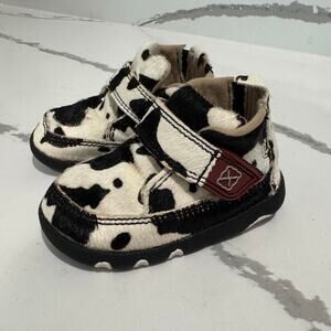 Twisted X Baby Boots Cowhide Shoes Black White Size 4M